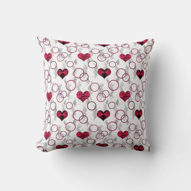 Cute Red Black-hjärtan Kudde (Framsida)