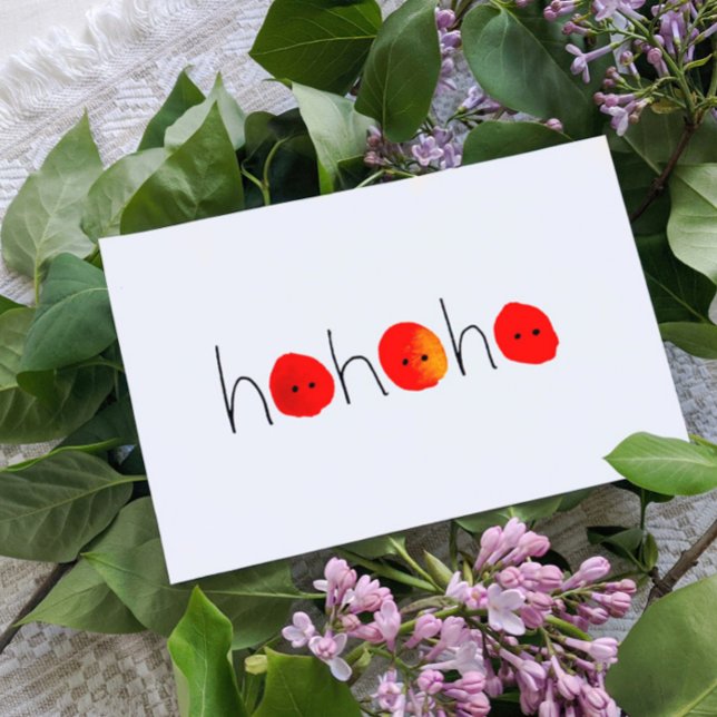 Cute Red & Black Ho Ho Ho Hand-målad jul Helg Vykort (Skapare uppladdad)