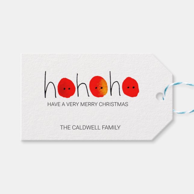 Cute Red & Black Ho Ho Ho Jul Presentetikett (Framsidan (Horisontell))