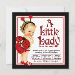 Cute Red Black Ladybug Baby Shower Inbjudningar