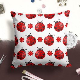 Cute Red Black Ladybug Insekt | KRYP DEKORATIV KUD Kudde