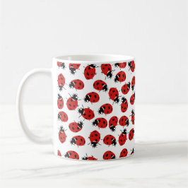 Cute Red & Black Ladybug Mönster Kaffemugg