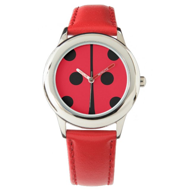 Cute Red Black Ladybug Polka dots Armbandsur (Framsida)