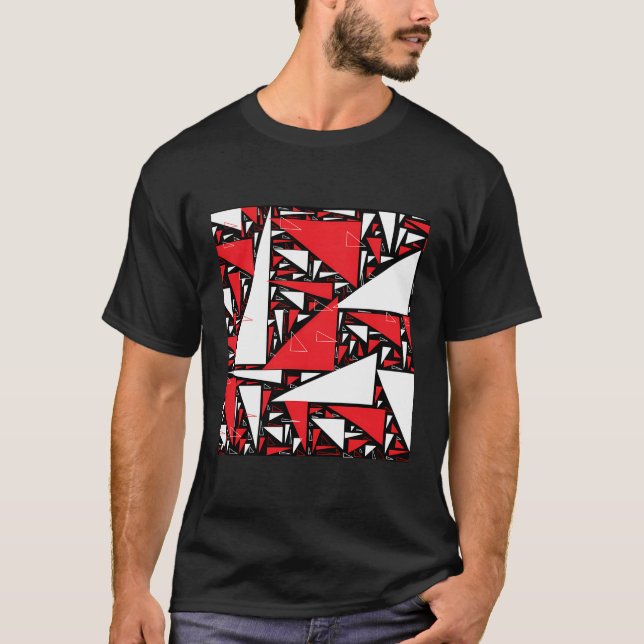 Cute Red Black White Triangle Collage T Shirt (Framsida)