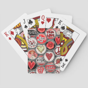 Cute Red Blommigt Hearts Kärlek Valentine Day Casinokort