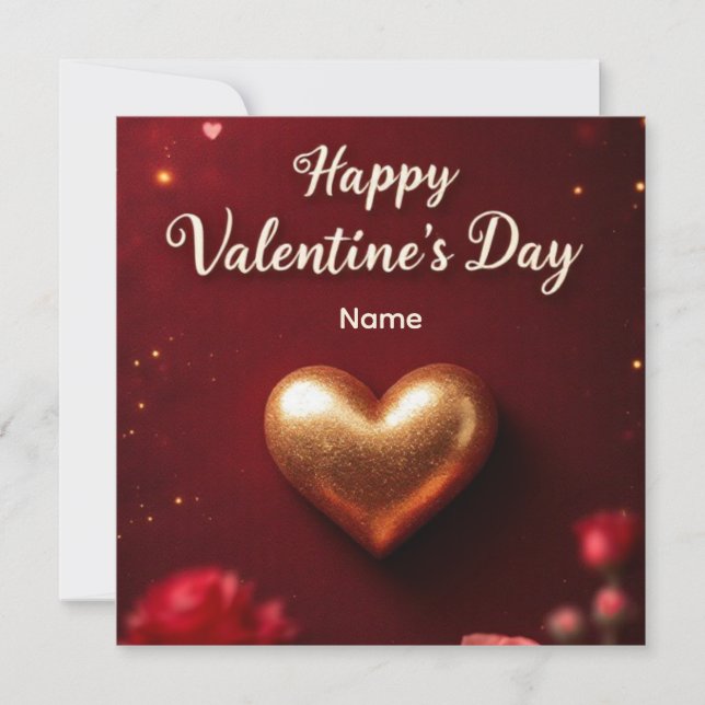 Cute Red blommigt & Rosa Hjärtar Alla hjärtans dag Spara Datumet (Framsida)