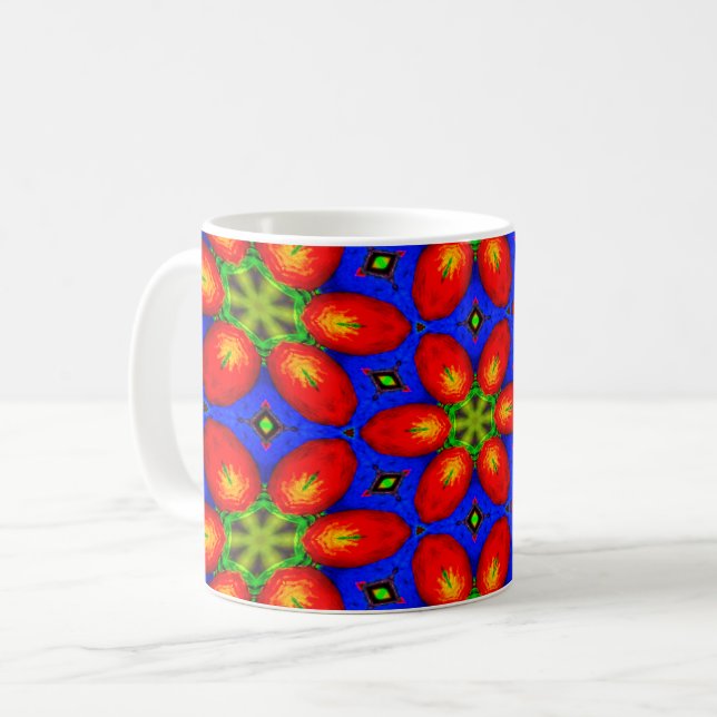 Cute Red-Blommönstret Kaffemugg (Framsida vänster)