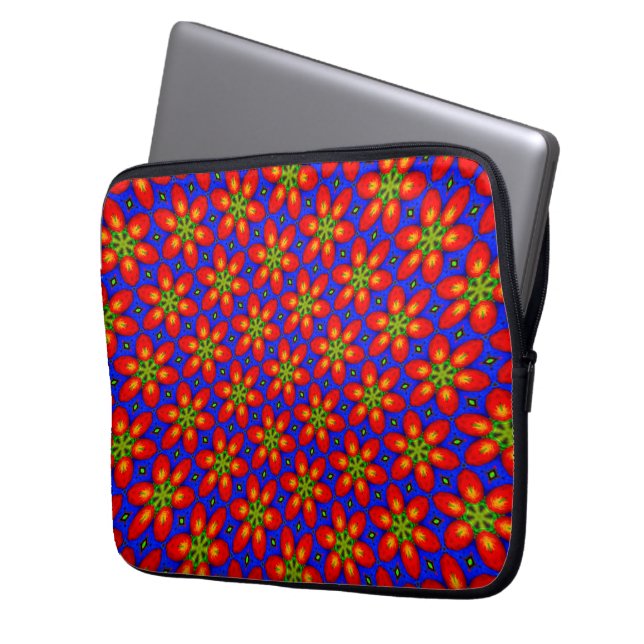 Cute Red-Blommönstret Laptop Fodral (Framsidan Vänster)