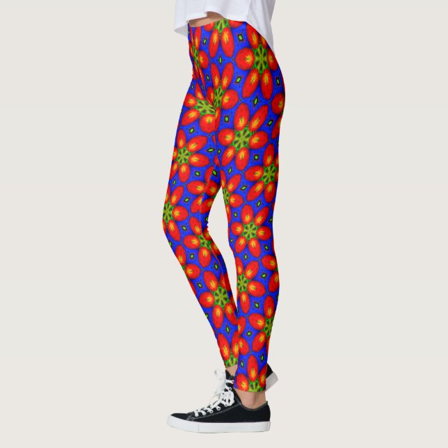 Cute Red-Blommönstret Leggings (Vänster)