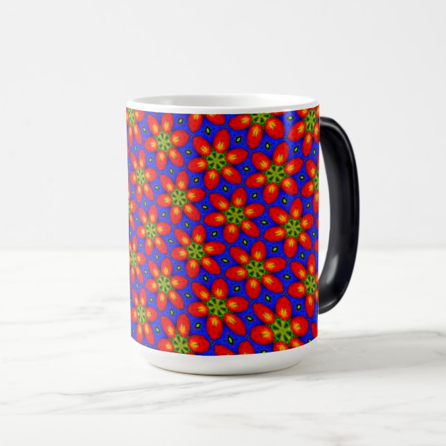 Cute Red-Blommönstret Magisk Mugg (Framsida höger)