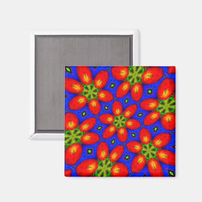 Cute Red-Blommönstret Magnet (Front/Back)