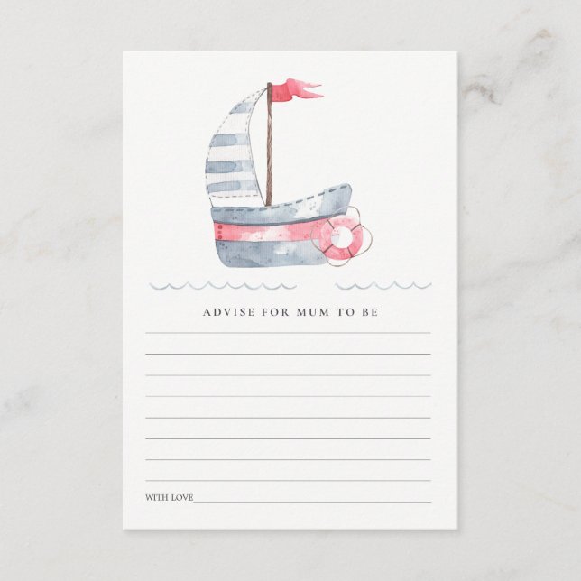 Cute Red Blue Sailboat Adapter for Morsa Baby Show Tilläggskort (Framsida)
