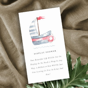 Cute Red Blue Sailboat-Visning Shower Baby Shower Tilläggskort
