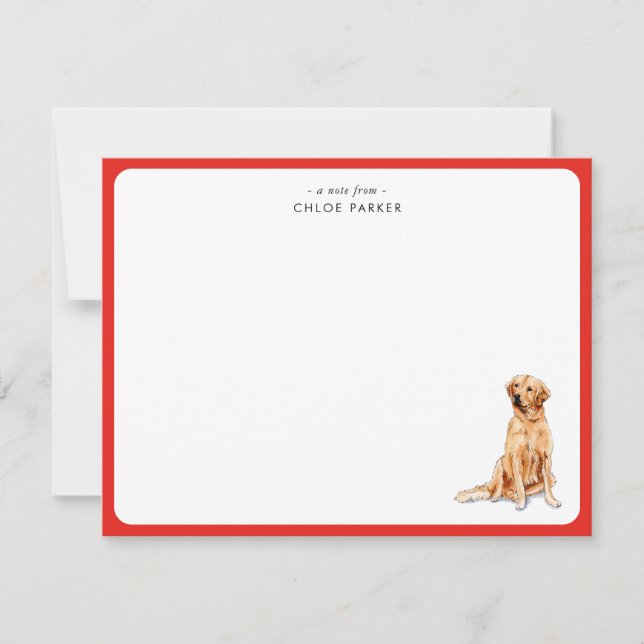 Cute Red Border Golden Retrie Christmas Thank you  Tack Kort (Framsida)