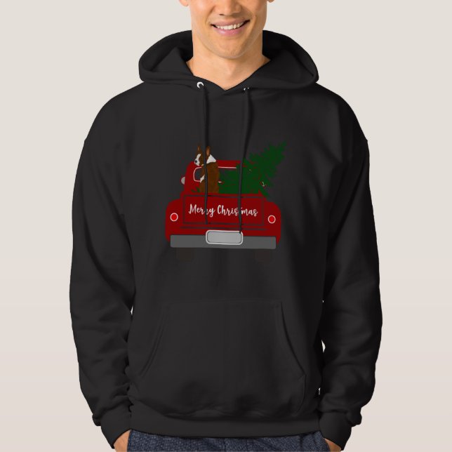 Cute Red Boston Terrier - julklapp Hoodie (Framsida)