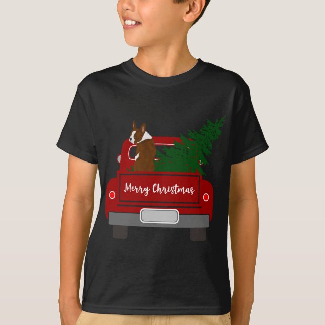 Cute Red Boston Terrier - julklapp T Shirt (Framsida)