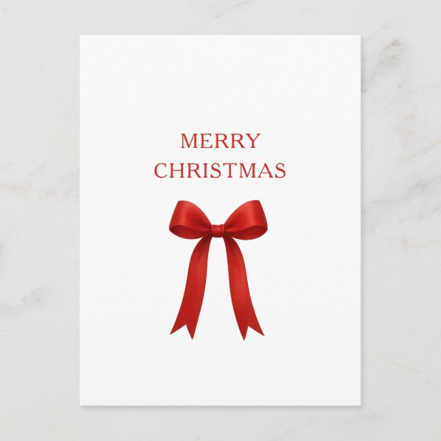 Cute Red Bow God jul Helg Vykort (Framsida)