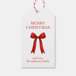 Cute Red Bow God jul Presentetikett