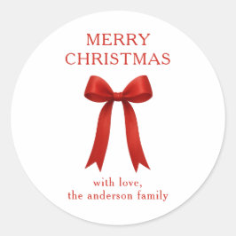Cute Red Bow God jul Runt Klistermärke