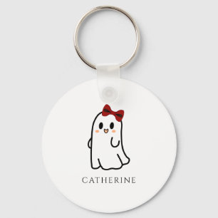 Cute Red Bow Halloween Ghost Girly Nyckelring