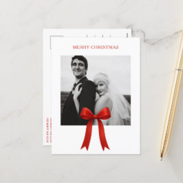 Cute Red Bow Photo God jul Helg Vykort