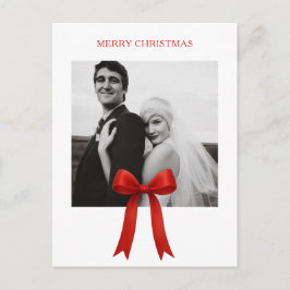 Cute Red Bow Photo God jul Helg Vykort