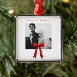 Cute Red Bow Photo God jul Julgransprydnad Metall