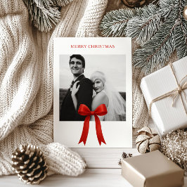 Cute Red Bow Photo God jul Julkort