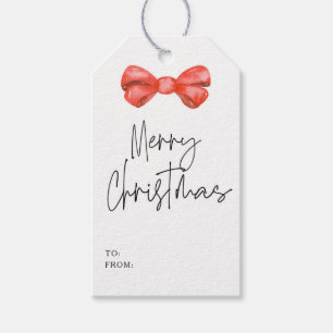 Cute Red bow Red Santa gnome God jul Presentetikett