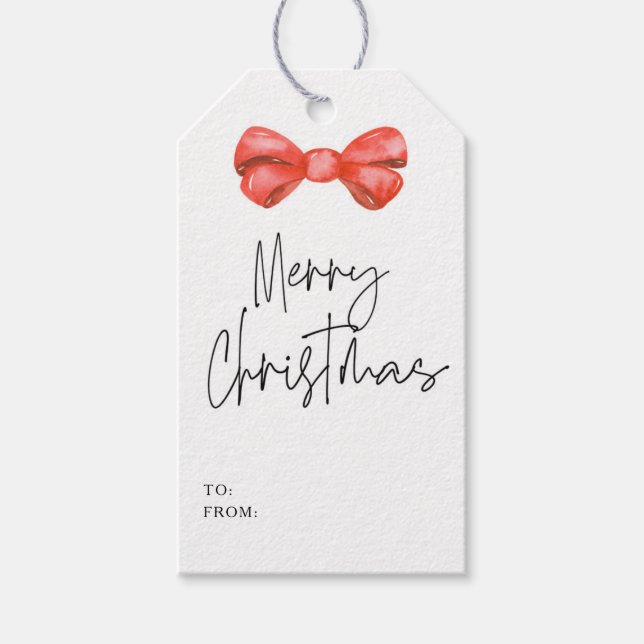 Cute Red bow Red Santa gnome God jul Presentetikett (Framsidan)