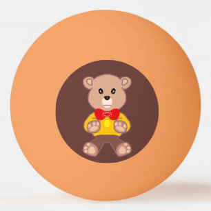 Cute Red Bowtie Beige Nalle Brown Pingisboll