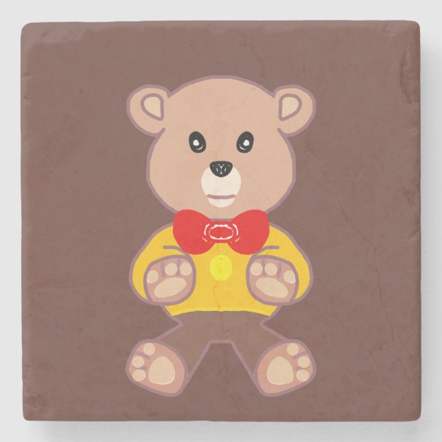 Cute Red Bowtie Beige Nalle Brown Stenunderlägg (Framsidan)
