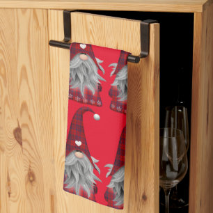Cute Red Buffalo Plade Julgnome Kökshandduk