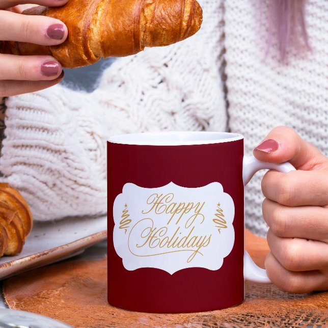 Cute Red Burgundy jul Glad helg Kaffemugg (Skapare uppladdad)
