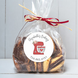 Cute Red Cake Mixer Baked With Love Runt Klistermärke