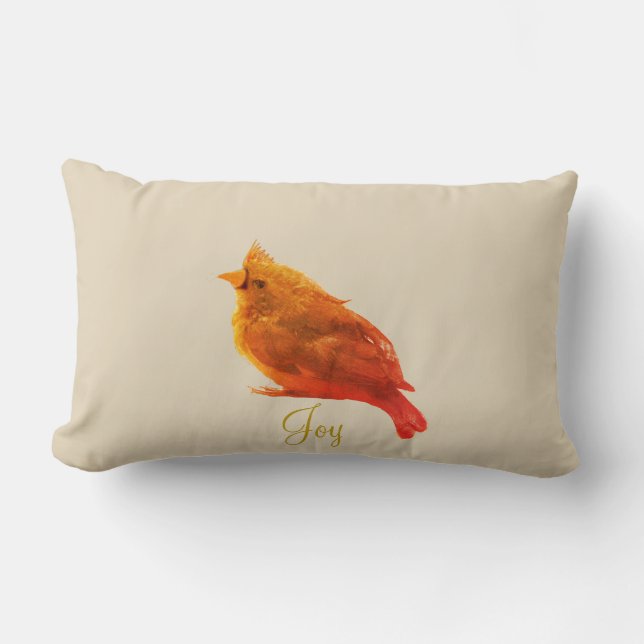 Cute Red Cardinal Bird Lumbarkudde (Framsida)