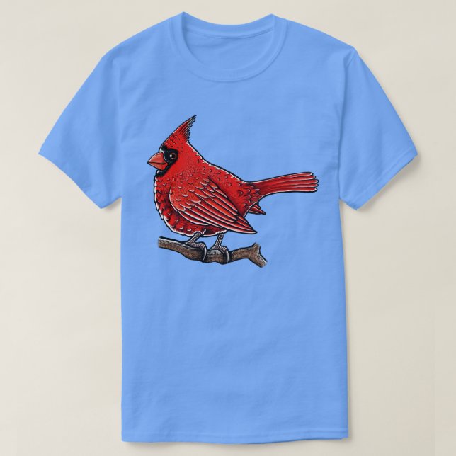 Cute Red cardinal-fågel T Shirt (Design framsida)