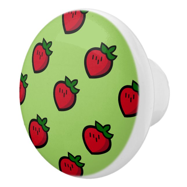 Cute Red Cartoon Strawberries for Vegetarians Knopp (Höger)