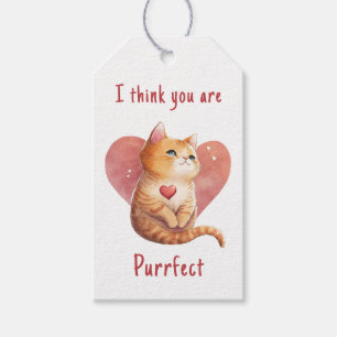 Cute Red cat kärlek pun roligt Valentine Presentetikett