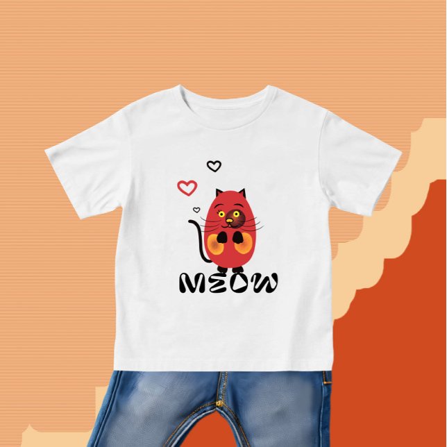 Cute Red cat T Shirt (Skapare uppladdad)
