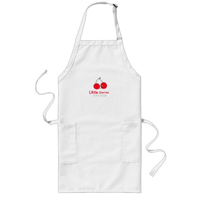 Cute Red Cherries Friends T-Shirt Långt Förkläde (Framsidan)