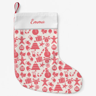 Cute Red Christmas Pattern - Festive & Fun Liten Julstrumpa