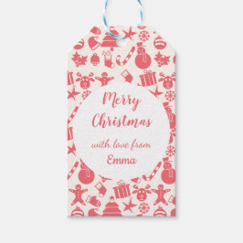 Cute Red Christmas Pattern -  Festive & Fun  Presentetikett