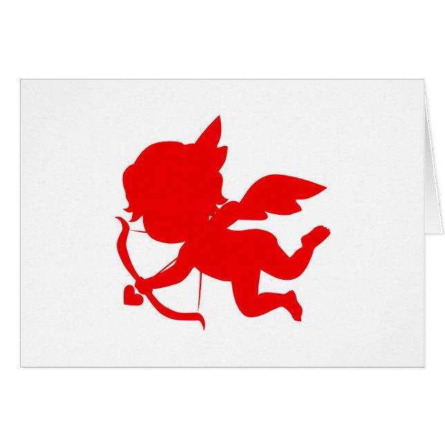 Cute Red Cupid Silhouette Hälsningskort (Framsidan Horizontal)