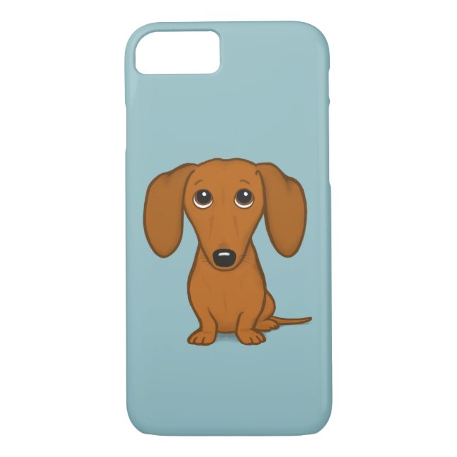 Cute Red Dachshund | Lustigt Wiener Tecknad Hund Case-Mate iPhone Skal (Baksida)