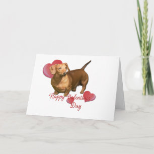 Cute Red Dachshund Valentines Day Hearts Kort
