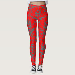 Cute Red Damask Pattern Kvinnors urtavlor Leggings