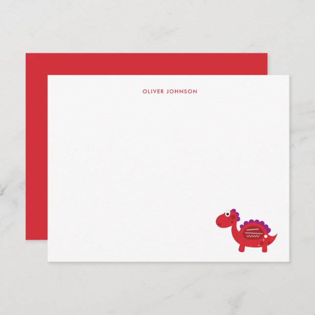 Cute Red Dinosaur Kids tack (Fram/baksida)