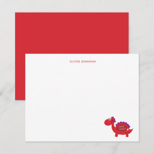 Cute Red Dinosaur Kids tack Kort