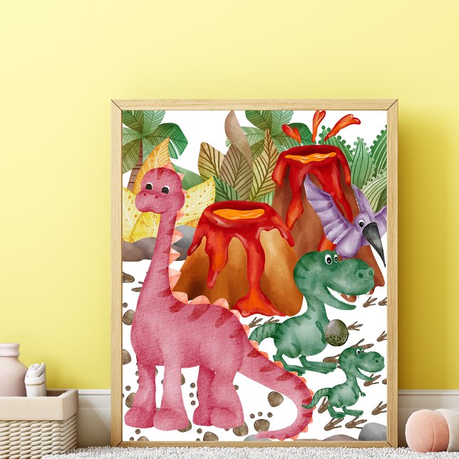Cute Red Dinosaur Nursery Poster (Skapare uppladdad)
